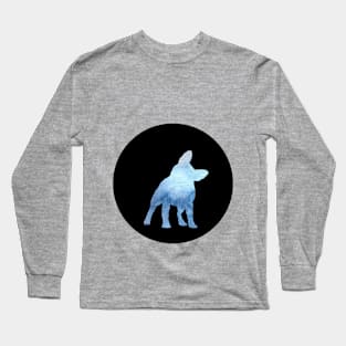 French Bulldog - Ocean Blue Silhouette Long Sleeve T-Shirt